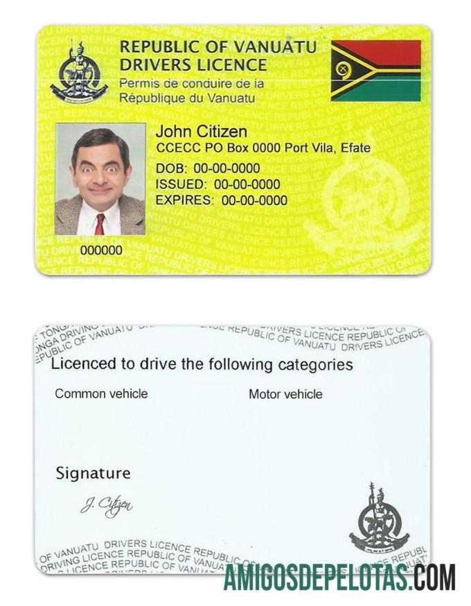 Carteira de motorista de Vanuatu modelo